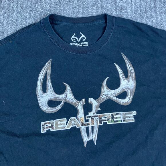 Realtree T-Shirt Mens XL Black Outdoor Hunting Graphic Tee Buckhorn River - Picture 1 of 7